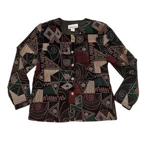 Gloria Lawerence Vintage Artsy Blazer Jacket Ornate Buttons size Large